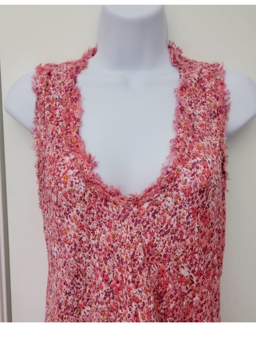 Poupette St. Barth Soledad Coral Pink Floral Mini Dress w/ Tassle 
Size M - Picture 4 of 7